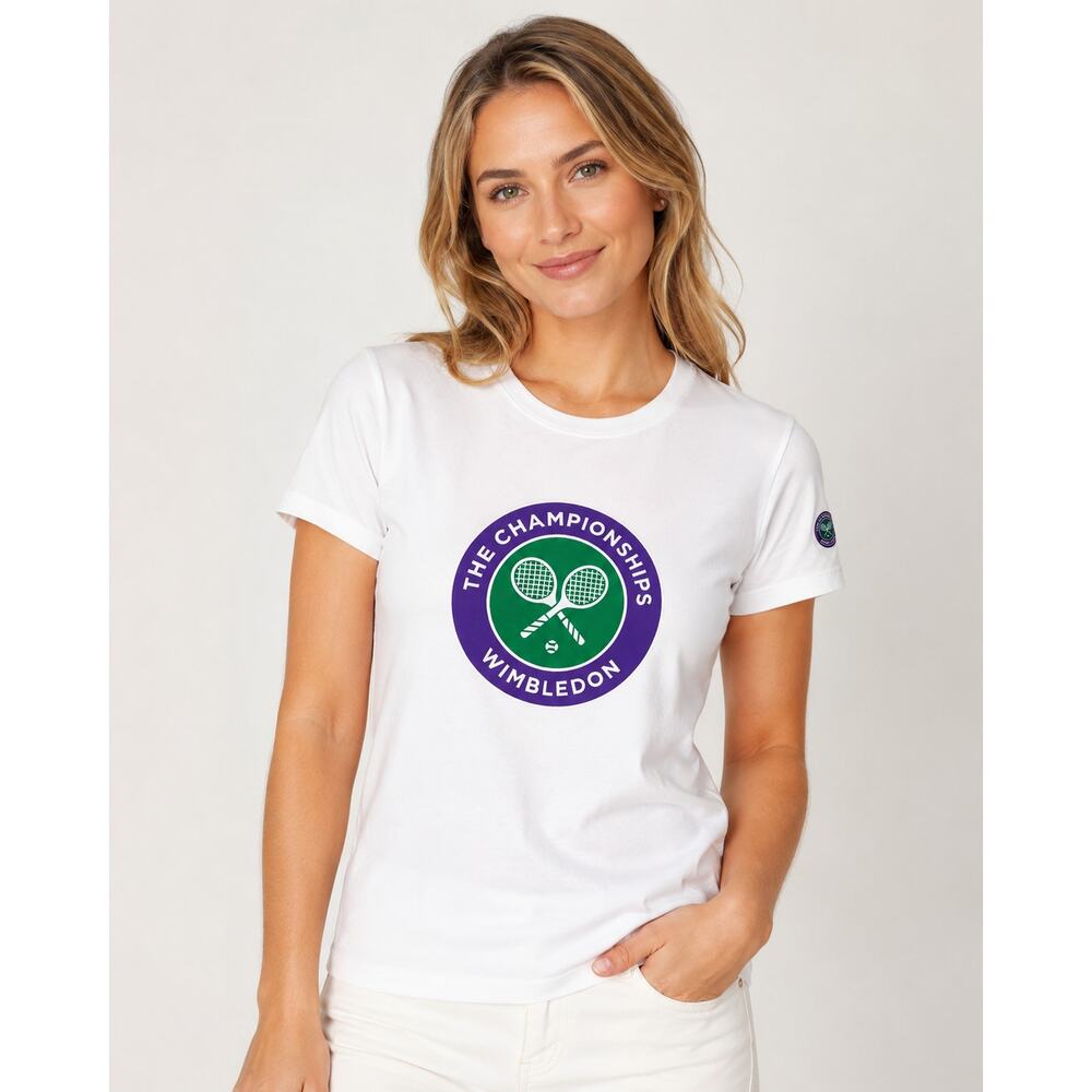 Wimbledon The Championships T-Shirt Small White Tennis Graphic Logo Short Sleeve